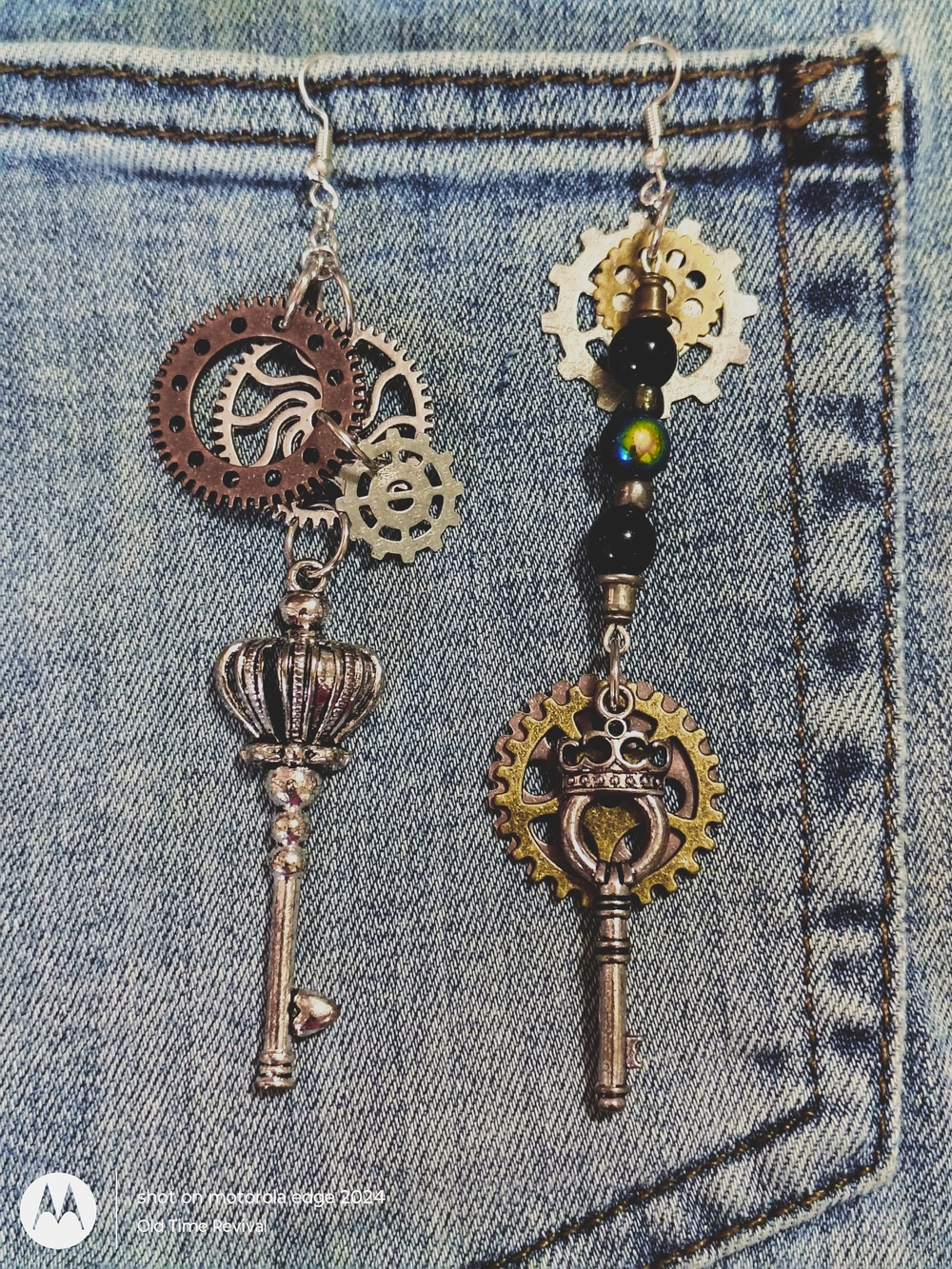 Steampunk Key Earrings King and Queen Charm Dangle Artisan Handmade Jewelry